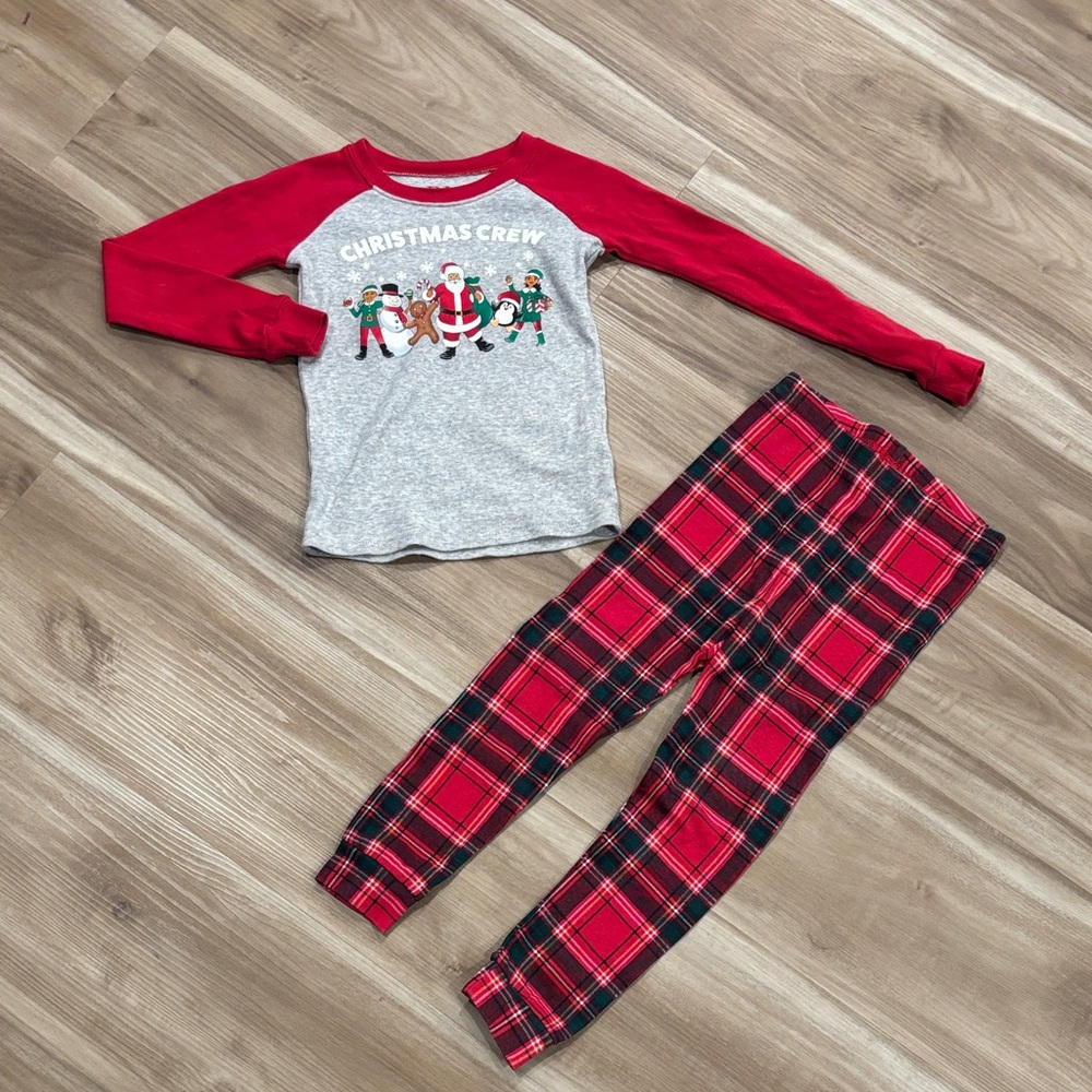 The Children's Place Christmas Crew Pajama Set - Red and Gray